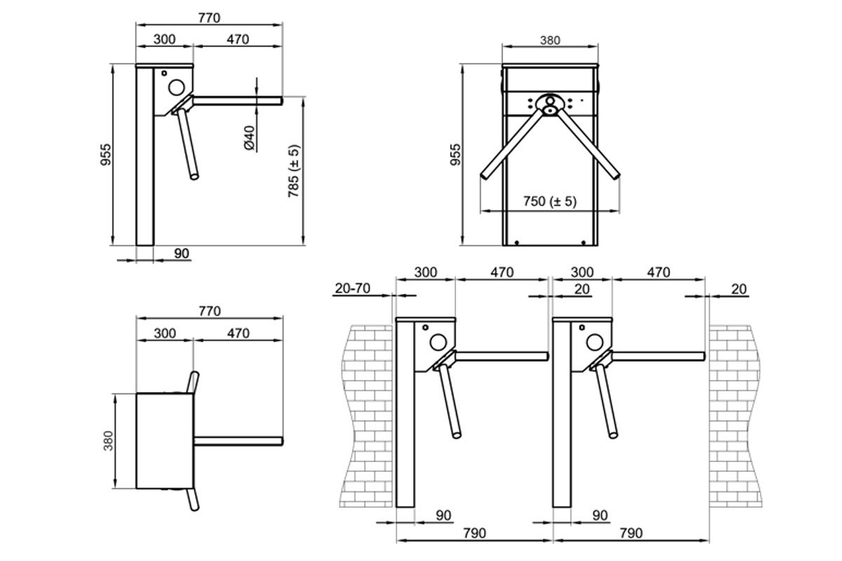 Турникет чертеж вид сверху